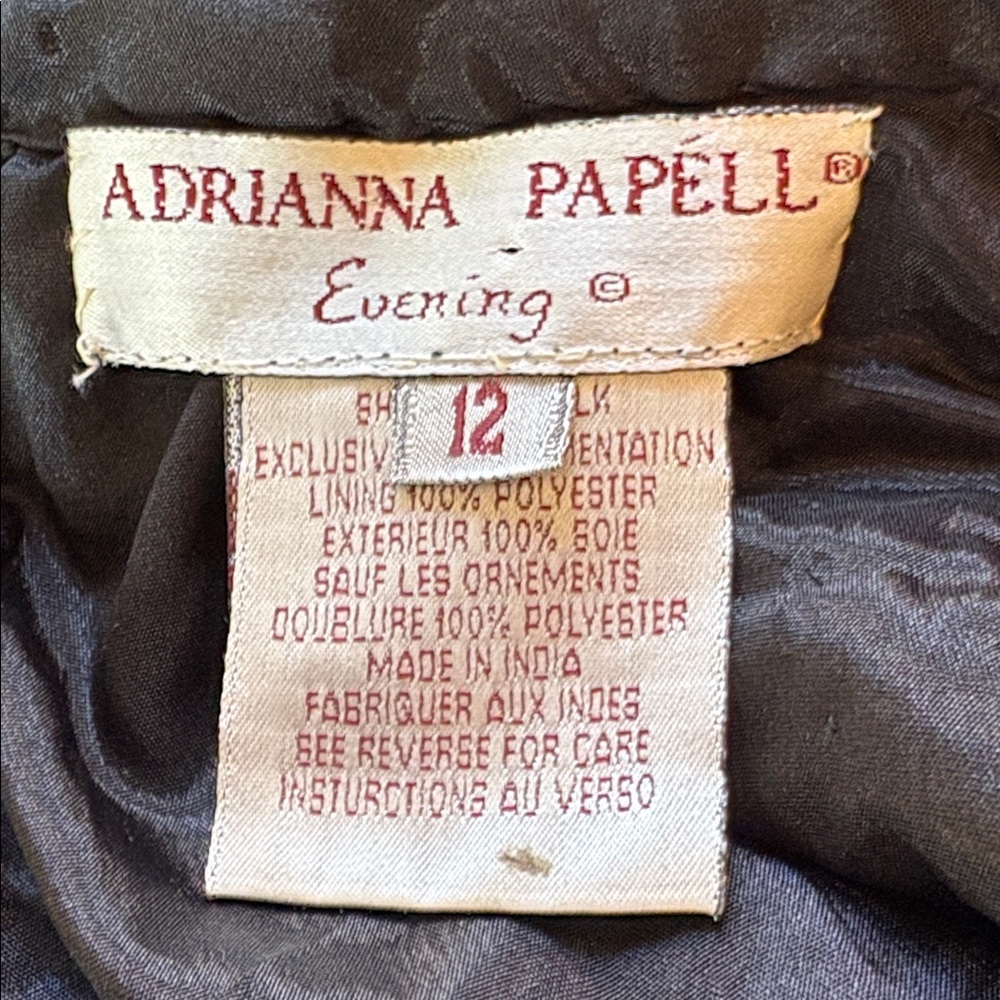 Adrianna Papell sz 12 black 100% silk evening dress with gold sequins and beads - Picture 12 of 14